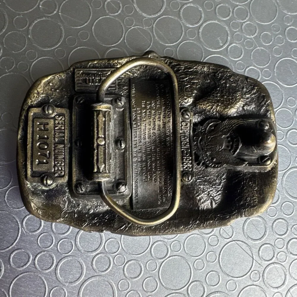 Vintage 1983 US Army Firepower Brass Belt Buckle Great American Co Serial H1071